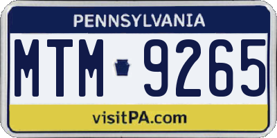 PA license plate MTM9265