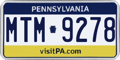 PA license plate MTM9278