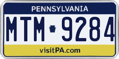 PA license plate MTM9284