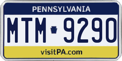 PA license plate MTM9290