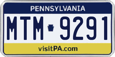 PA license plate MTM9291