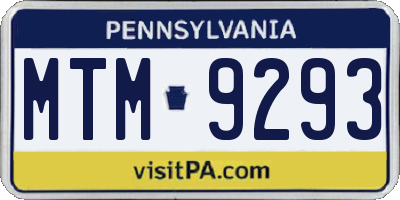 PA license plate MTM9293