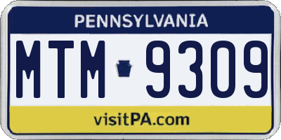 PA license plate MTM9309