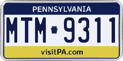 PA license plate MTM9311