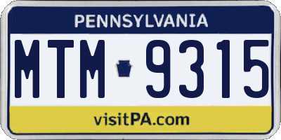 PA license plate MTM9315