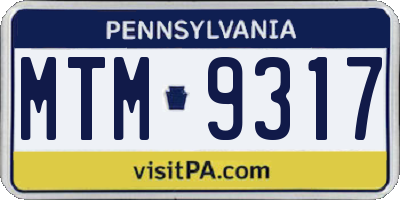 PA license plate MTM9317