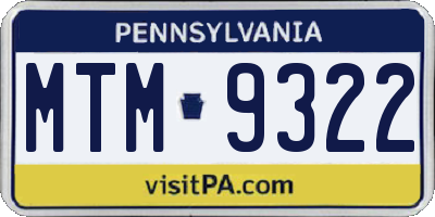 PA license plate MTM9322