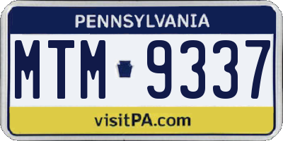 PA license plate MTM9337