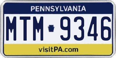 PA license plate MTM9346