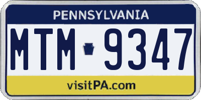 PA license plate MTM9347