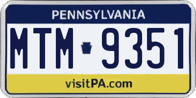 PA license plate MTM9351