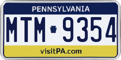 PA license plate MTM9354