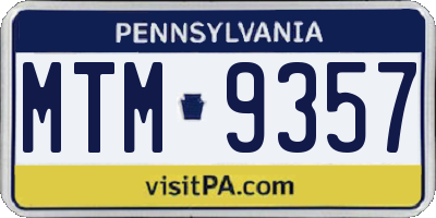 PA license plate MTM9357