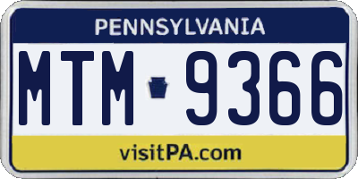 PA license plate MTM9366