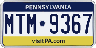 PA license plate MTM9367