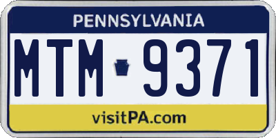 PA license plate MTM9371