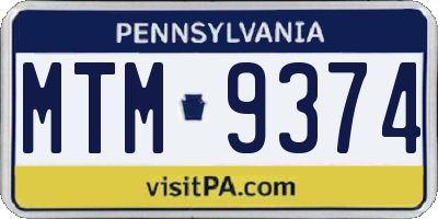 PA license plate MTM9374