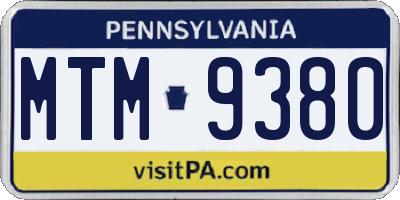 PA license plate MTM9380