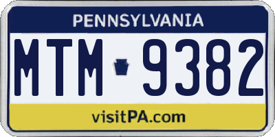 PA license plate MTM9382