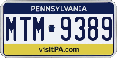 PA license plate MTM9389