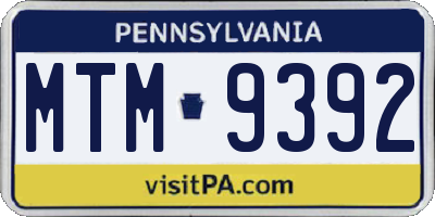 PA license plate MTM9392
