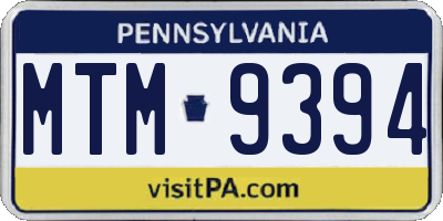 PA license plate MTM9394