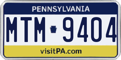 PA license plate MTM9404