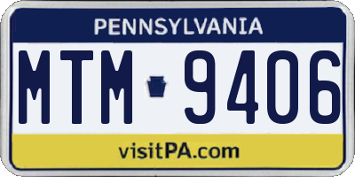 PA license plate MTM9406