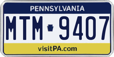 PA license plate MTM9407