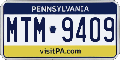 PA license plate MTM9409