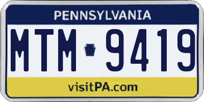 PA license plate MTM9419