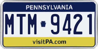 PA license plate MTM9421