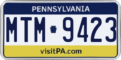 PA license plate MTM9423