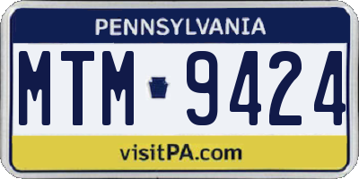 PA license plate MTM9424