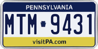 PA license plate MTM9431