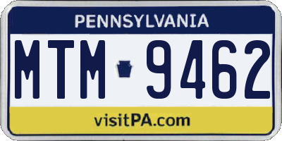 PA license plate MTM9462
