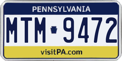 PA license plate MTM9472