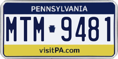 PA license plate MTM9481