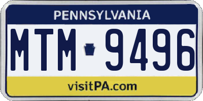PA license plate MTM9496