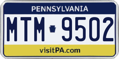 PA license plate MTM9502