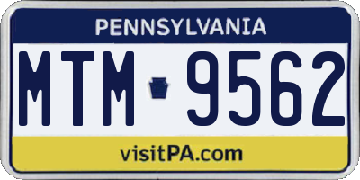 PA license plate MTM9562