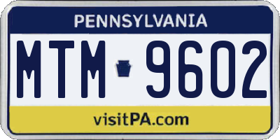PA license plate MTM9602