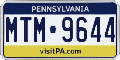 PA license plate MTM9644
