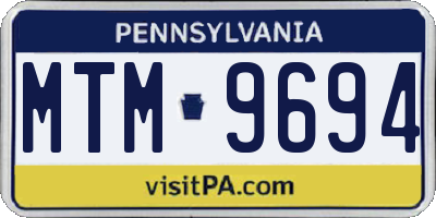 PA license plate MTM9694