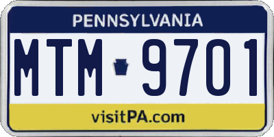 PA license plate MTM9701