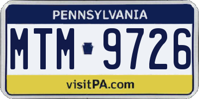 PA license plate MTM9726
