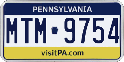 PA license plate MTM9754