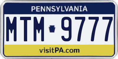 PA license plate MTM9777