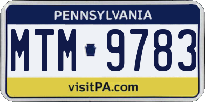 PA license plate MTM9783