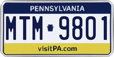 PA license plate MTM9801